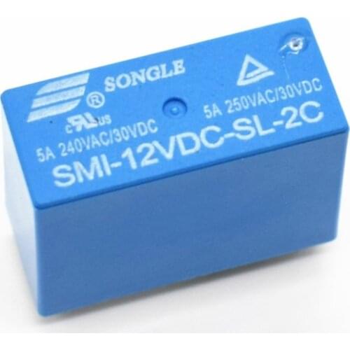 SMI-12VDC-SL-2C Power relay 12V 5A 8 PIN 250VAC/30VDC SONGLE Relays