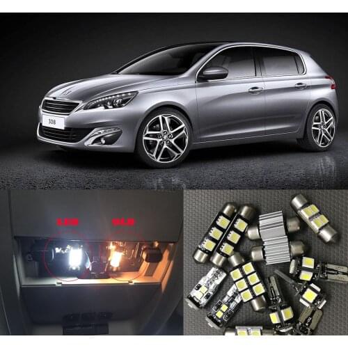 7pcs free shipping Error Free LED Interior Light Kit Package for peugeot 308 accessories 2008- 2016