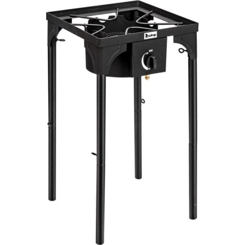 Outdoor Camp Stove High Pressure Propane Gas Cooker Portable Cast Iron Patio Cooking Burner (Single Burner 75000-BTU)