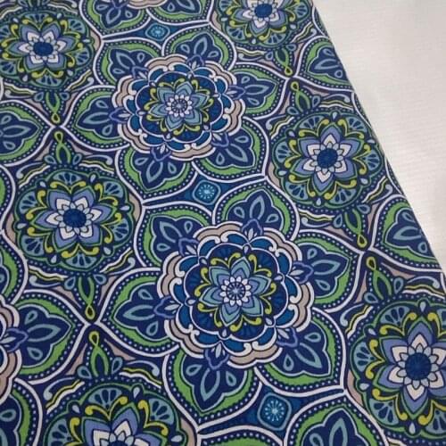 Viaphil 100% Cotton Fabric Brand New African Green Blue Abrstract Flowers Printed Sewing Cloth Dress Clothing Textile Tissue