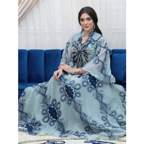 Muslim Fashion Dubai Jalabiya Sequnis Embroidered Abaya Arabic Dress Loose Women Caftan Morocco Party Eid Evening Robe Oman