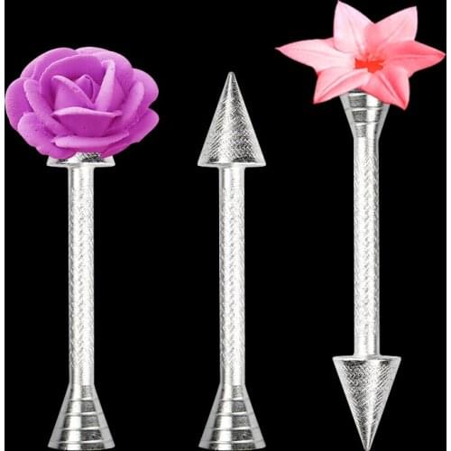 1PC Roses Flower Holder Decoration Pastry Sticks Baking Cone Cream Tools Piping Cake Aluminium Alloy Rod