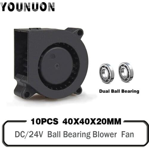 10Pcs DC 5V 12V 24V 40mmx20mm 40mm Axial Dual Ball Bearing Blower Fan 40x20mm 4cm Mini 3D Printer Turbo Blower Cooling Fan