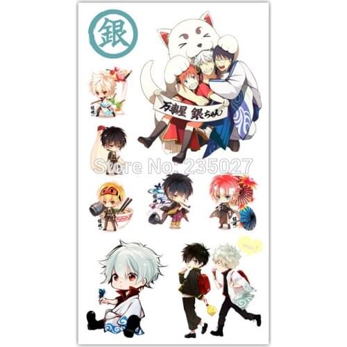 100 pcs/lot Anime GIN TAMA GINTAMA Tattoo Stickers Tattoos Paper For Kids Body Arm Anime Sticker