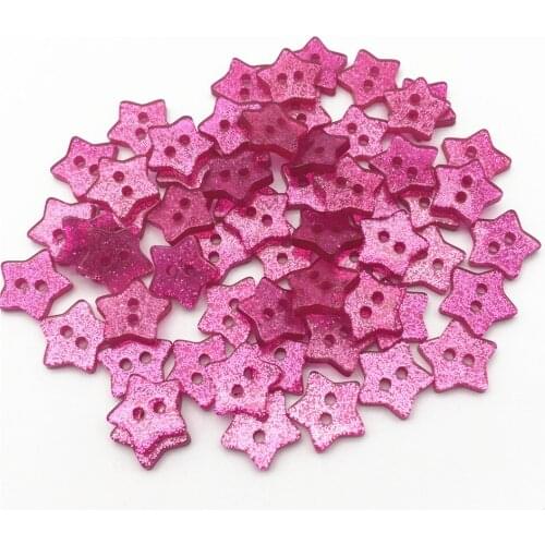 1000pcs 14mm Fuchsia Pink Resin Glitter Star Buttons Sparkle Sewing 2 Holes Accessories Embellishments Cardmaking Scrapbooking