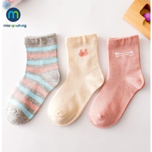 3 Pairs/Set Mesh Childrens Socks Solid Striped Summer Spring Boy Newborn Baby Socks Cotton Infant Socks Girls Kids Miaoyoutong