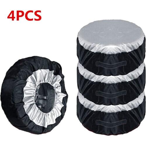 4pcs Car Tire Cover Case Car Spare Tire Cover Carry Tote Polyester Tire Storage Bags Car Wheel Protection Covers