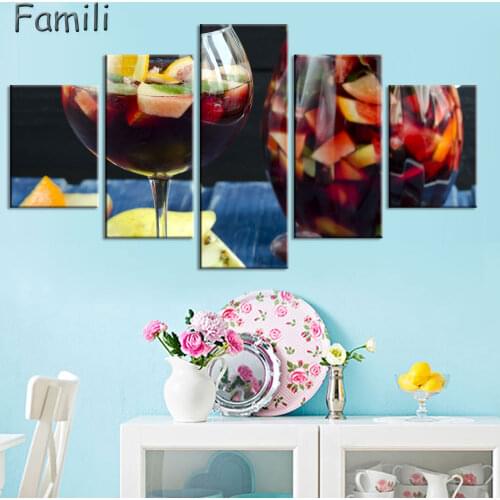 5pcs Modern Rectangle New Food Vegetables Autumn Season Fruits Thanksgiving Cornucopia Home Decor Canvas Poster Print Painting