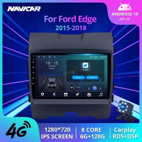 NAVICAR 2Din Android 10.0 Car Radio For Ford Edge 2015-2018 Stereo Receiver GPS Navigation Auto Radio Car Video Player IGO