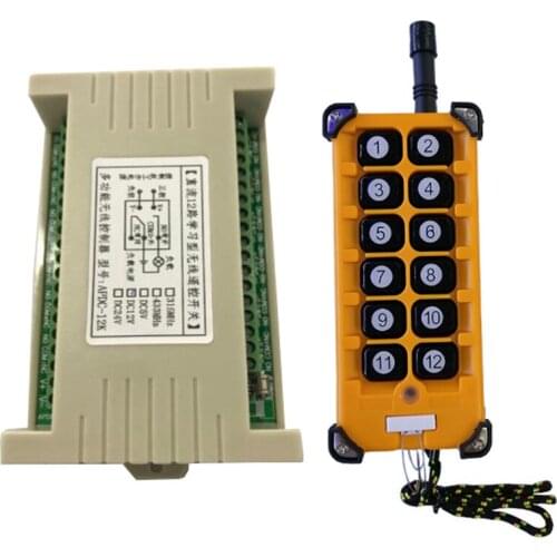 3000m DC12V 24V 12CH Radio Controller RF Wireless Remote Control Overhead travelling crane System Receiver+ number keys Remote