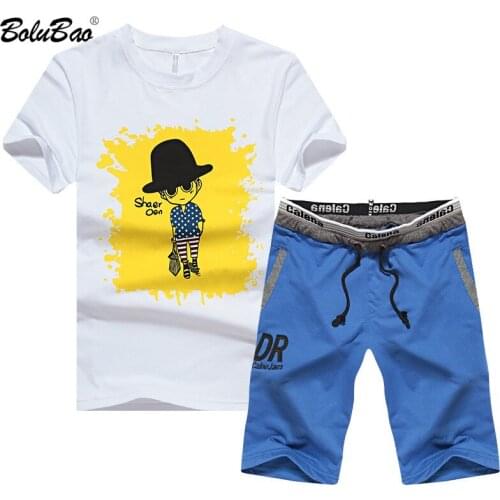 BOLUBAO Summer New Men Sets Mens Short Sleeve Print Tracksuit Casual 2 Pieces Set T-Shirt + Shorts Fashion Suit Male