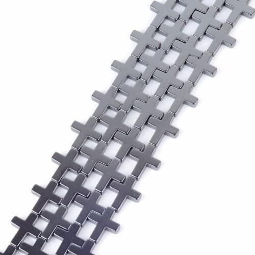 Wholesale Black Hematite Cross Charm Beads Diy Bracelce Necklace 6*8mm 8*10mm 10*14mm Natural Stone Beads For Jewelry Making