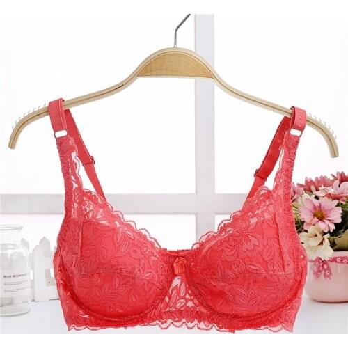 BRZFMRVL spring summer thin women B C lace bra female lingerie deep V sexy bra gathered Push Up Shaping Bra 32 34 36 38 40 B C