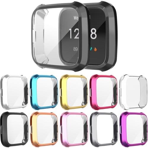 For Fitbit Versa lite Anti-fall Watch Case Electroplated TPU Watch Face Frame 360 Degree Protector Screen Soft Shell Cover