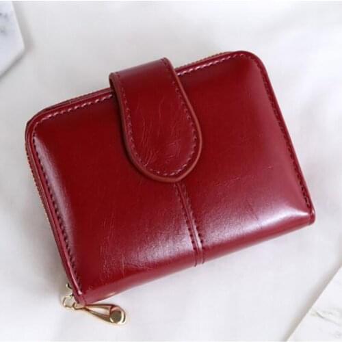Wallet Short Wallet PU Womens Purse Zipper&Button Purse Red Small Wallet Coin Pocket Cartera Hot Sale