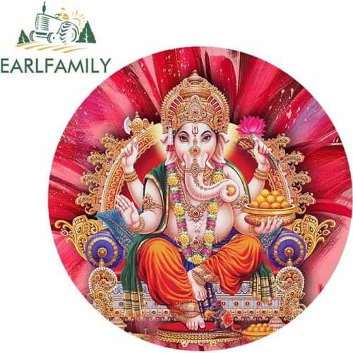 EARLFAMILY 13cm x 13cm for Hindu Lord Ganesha Indian India Funny Car Stickers Vinyl Car Wrap Fashion Personality Creative Decal