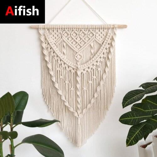 Boho Style Hand Woven Tapestry Beige Simple Home Decoration Shield Fabric Wall Hanging #35