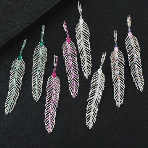 GODKI Jimbora 12 Colors Leaf Hollow Pendant Trendy Earrings for Bridal Wedding Womon Girl Daily Jewelry Popular Attractive