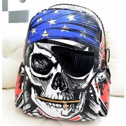 Hot sale Pirate skull backpack Skull bags Skull pattern Students school backpack Men and women bag