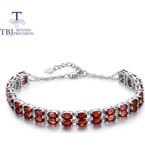 Garnet bracelet natural gemstone in 925 sterling silver Elegant design fine jewelry for women wife nice anniversary gift