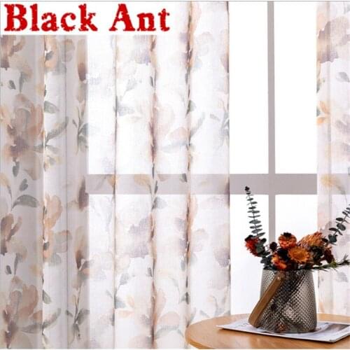 Classical Ink Flower Tulle Curtain For Living Room Voile Sheer Curtain Bedroom Bay Window Blinds Drape Finished New X-JD937#20