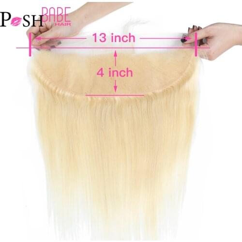 13x4 Lace Frontal Ear to Ear Brazilian Straight 613 Blonde Colored Human Hair Swiss Frontal Closure Bleached Knot With Baby Hair