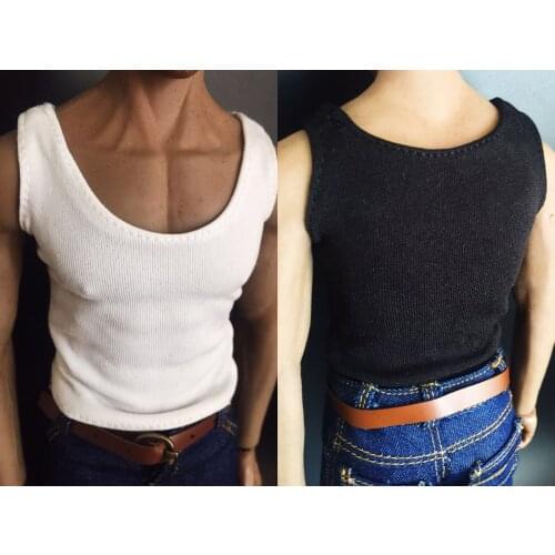 Mnotht 1/6 Scale Male Solider White Vest Black T-Shirt for 12in Phicen Hottoy JIAOUL Doll Action figure toy
