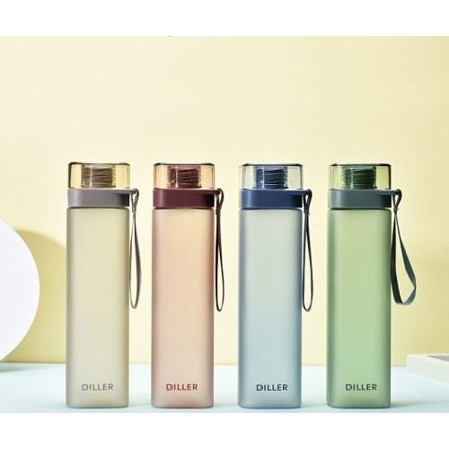 Fashion Square Frosted Plastic Water Bottle Portable Leakproof Transparent Gym Bottle Outdoor Sport Direct Drinking Cup BPA Free
