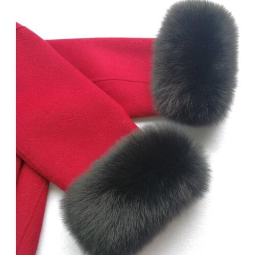 Custom Winter Warm Real Fox Fur Cuffs Raccoon Fur Sleevess Arm Warmer Lady Bracelet Real Fur Wristband Glove