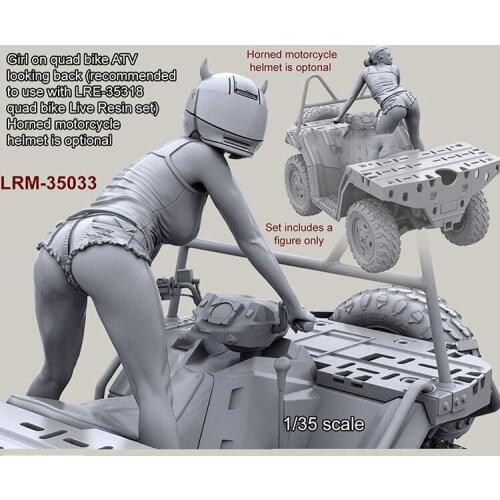 1/35 Scale Unpainted Resin Figure Girl on quad bike ATV looking back ( ATV bike not included ) collection figure