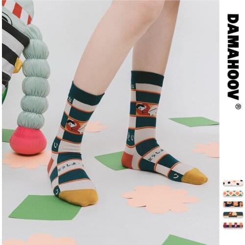 Autumn and Winter Women Casual Floral Short Socks Mens Cartoon Funny Plaid Socks 1 Pair Suit for Eur Size 36-42