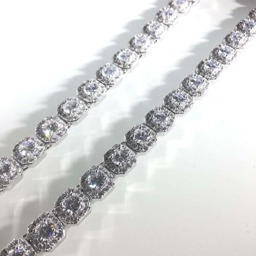 Clustered Tennis Necklace in White Gold