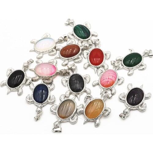 Variety of animal pendants, high-quality natural tigers eye alloy tortoise shape pendant necklace jewelry free shipping