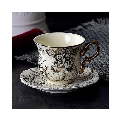 European Style Gold-plated Silver Coffee Cup And Saucer Ceramic Foreign Trade Coffee Cup Afternoon Tea Drinking Sets