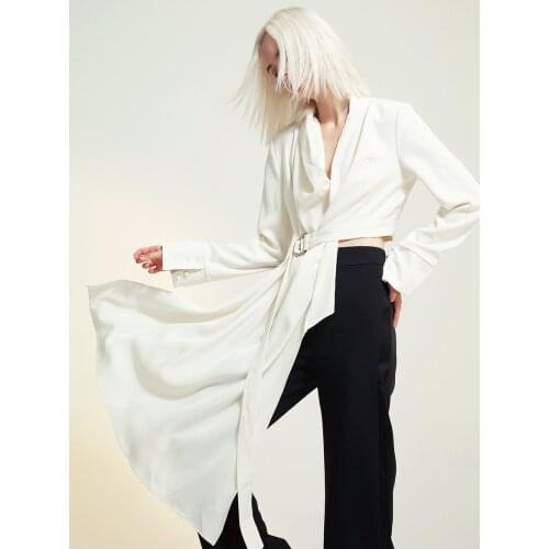 French Romantic Chic Tops Niche Irregular Personality Tailoring Suit Collar Jacket Suit Women 2020 Fashion Office Wear