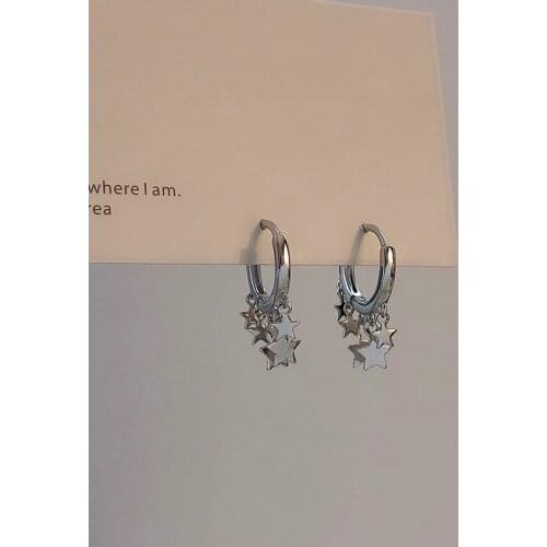 Korean Star Small Huggies Hoop Earrings For Women Cute Silver Color Tassel Geometric Statement Ear Rings Fashion Jewelry 2021