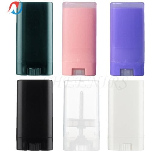 Sheenirs 100PCS 15ml White Transparent Blue Empty Oval Lip Balm Tube 0.5oz Plastic Black Solid Perfume Flat Deodorant Containers