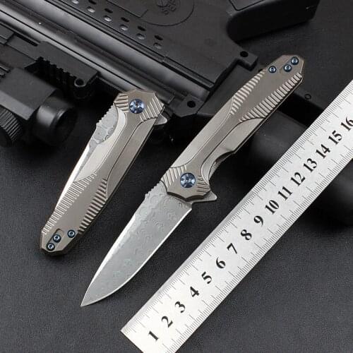 Damascus Steel Folding Knife Sharp Blade Collection Knife Hunting Survival Pocket Knives Outdoor Combat Camping EDC Tools