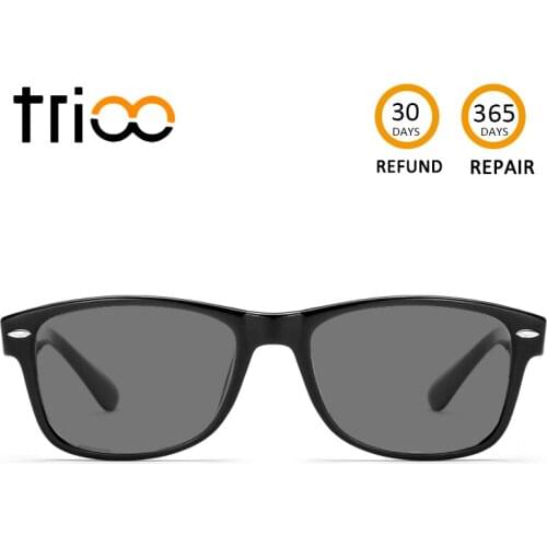 TRIOO Sunglasses With Diopters Driving Polarzied Prescription Sun Glasses Unisex Black Lens Myopia Minus Glasses Photochromic