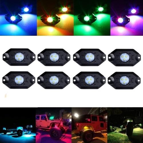 Waterproof 9W 8 Pods LED Rock Light Underglow Lights For ATV UTV Buggy Accessories Car RGB Off Road Neon Accent Light Kit