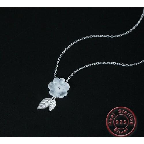 Amxiu Handmade Natural Crystal Flower Necklace 925 Silver Plant Pendant Necklace Jewelry For Women Girls Birthday Gift Jewelry