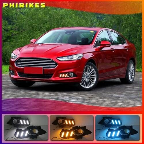 1Set For Ford Mondeo Fusion 2013 2014 2015 2016 Yellow Turning Signal Relay Waterproof Car DRL Lamp LED Daytime Running Light