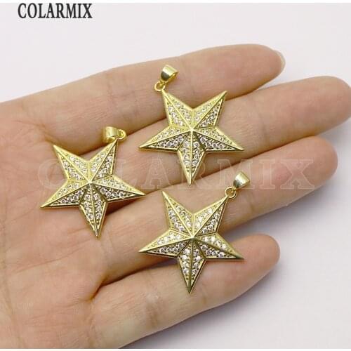 10 Pcs Gold Star pendant accessories for necklace making zircon charms pendant Zircon jewelry pendant Fashion jewelry 7254