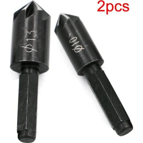 2PCS 7 Flute Countersink Drill Bit Black High Carbon Steel Hex Countersink Boring Set For Wood Metal Quick Change Drill Bit Tool
