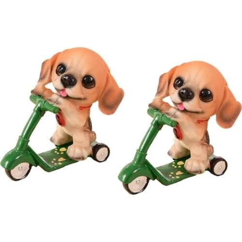 2Pcs Skateboard Resin Puppy Home Decorations Simulation Dog Decorations Bedroom Living Room Home Accessories