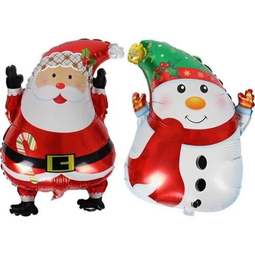 2Pcs Merry Christmas Party Balloons Santa Claus and Snowman Foil Balloon for Christmas Party Decoration