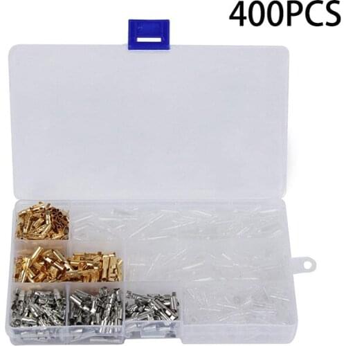 400Pcs 3.9mm Car Truck Motorcycle Brass Male Female Bullet Terminals Wire Connector Insulation Covers With Box