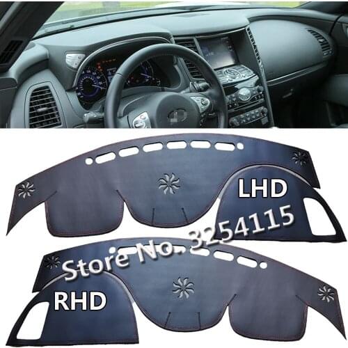 PU Leather Dashmat Suede Dashboard Cover Pad Dash Mat Carpet Car Styling Accessories For INFINITI QX70 FX35 FX37 FX50 2008- 2021