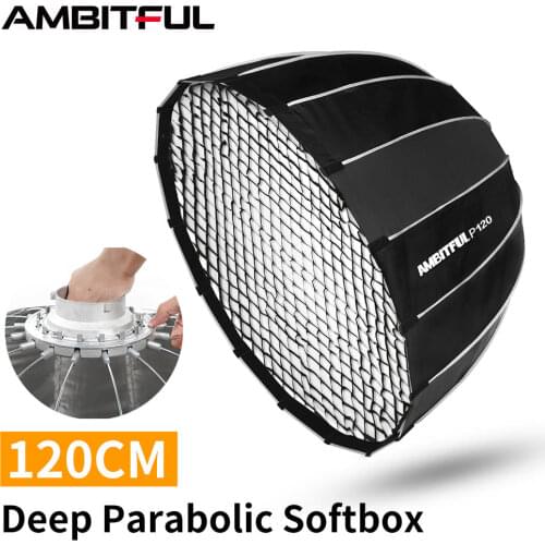 AMBITFUL Portable P120 120CM Quickly Fast Installation Deep Parabolic Softbox with Honeycomb Grid Bowens Flash Speedlite Softbox