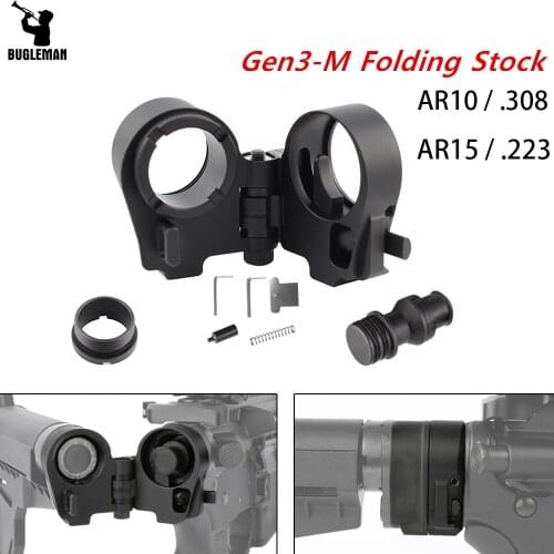 Bugleman Tactical Gen3-M AR Folding Stock Adapter for AR15 AR10 .223 .308 M4/M16 All Types Of Gas Systems And Rifle Calibers